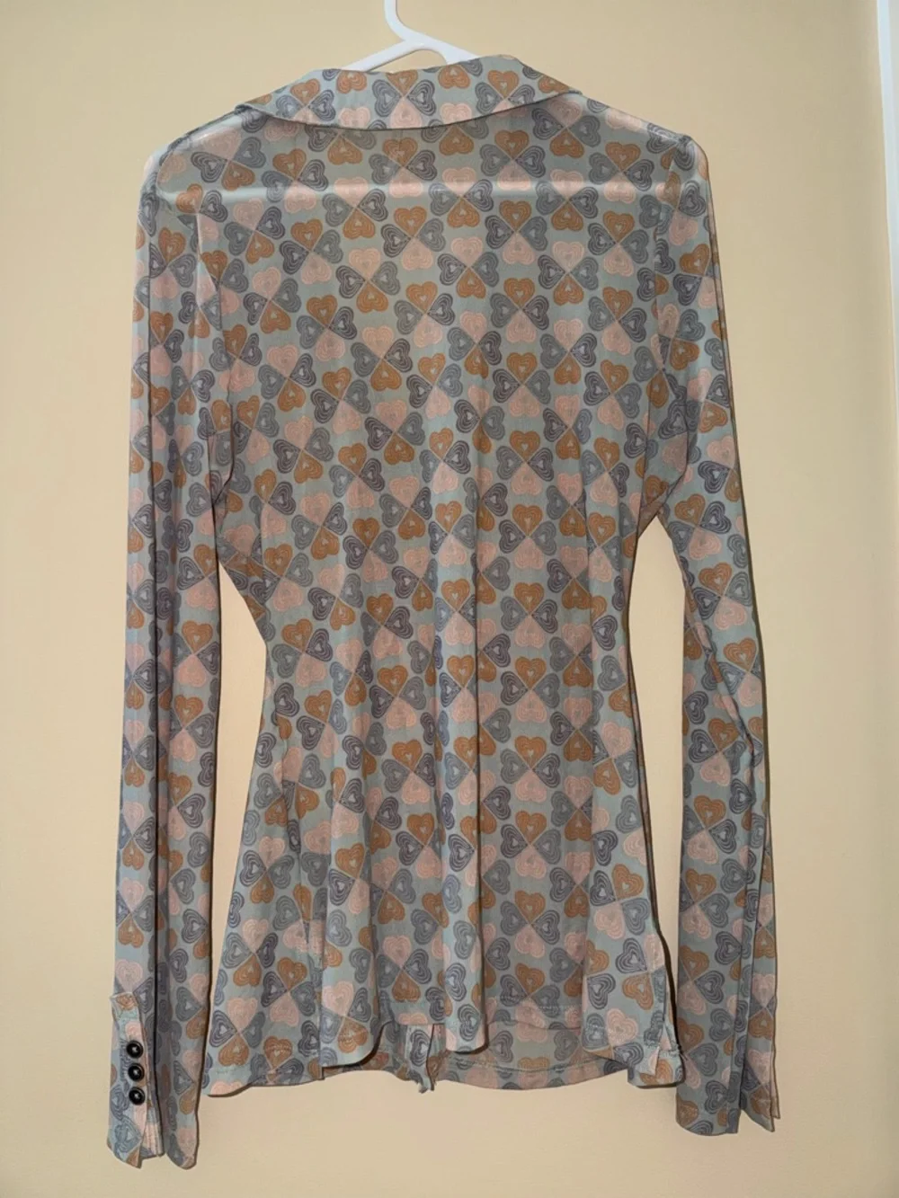 Free People Button-Front Long Sleeve Top - Blue, Tan, Pink - Picture 2 of 2